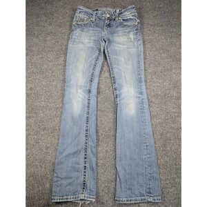 Miss Me Jeans Women 26 Blue Boot Western Cowboy Rodeo Embroidered Distress 26x32